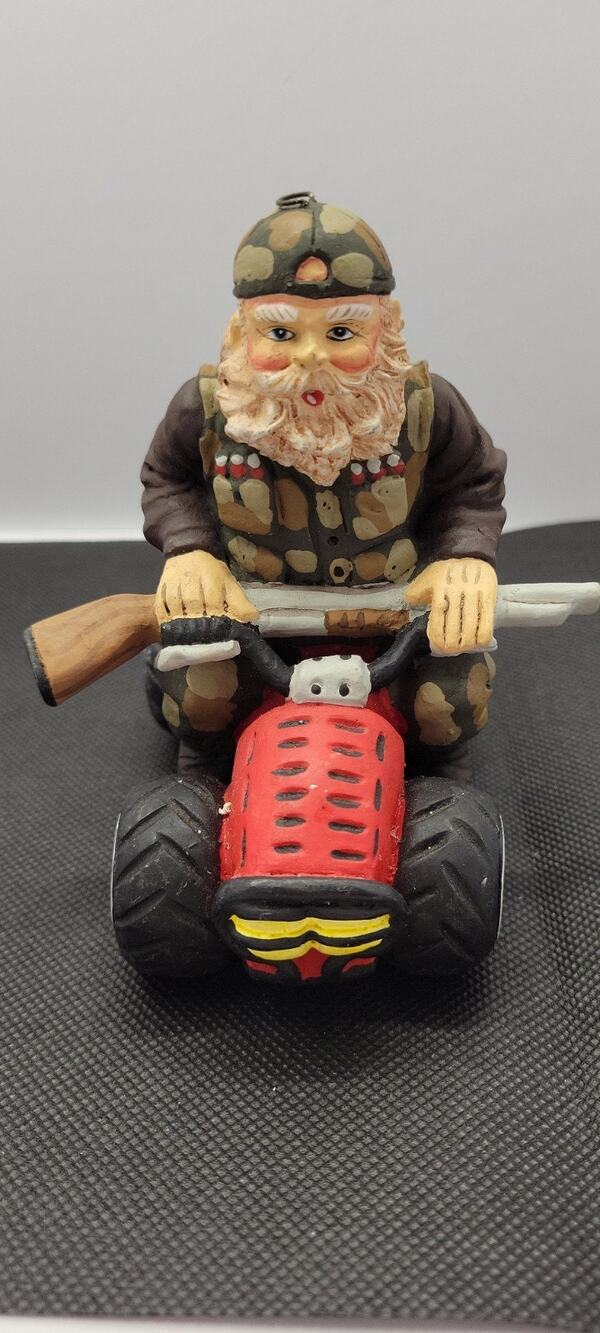 Funny Santa Claus ATV Figurine Hunter Christmas Decor Novelty Holiday Collectibl